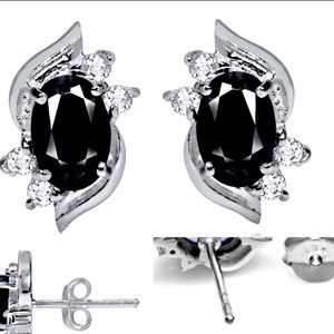 New 14K Genuine Sapphire Diamond Accent Earrings